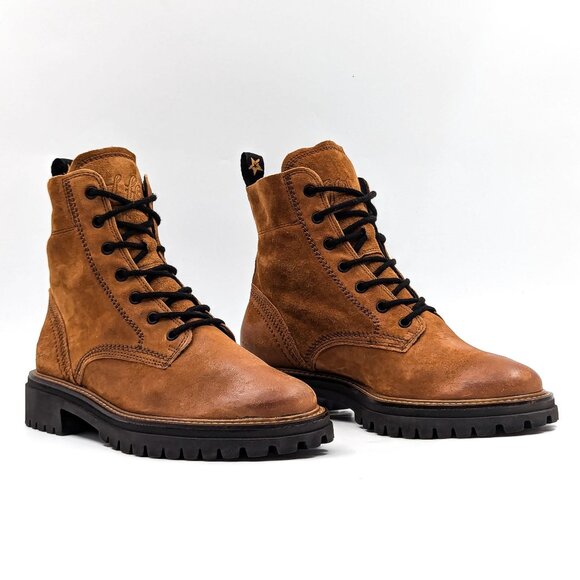 Paul Green Women Brown Leather Lace-up Festival Combat Boots size 7.5US AUS 5 - Picture 1 of 10